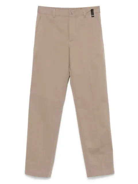 FENDI FF logo-plaque stretch-cotton pants Neutrals FB1076AQMV