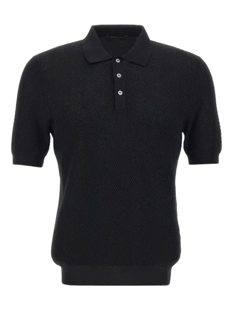 Gran Sasso textured-knit short-sleeve polo shirt Black 5711320620099