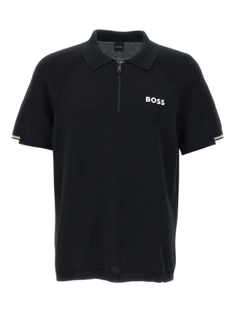 BOSS zip-neck polo shirt Black 50537146