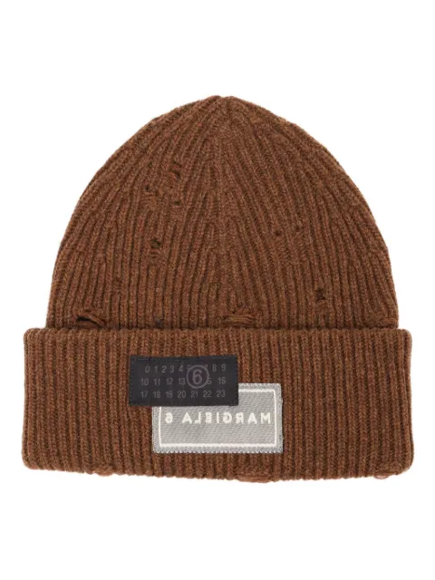 MM6 Maison Margiela ribbed-knit beanie Brown SH0TB0001M13138