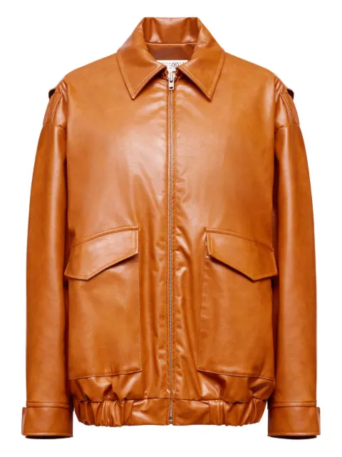MM6 Maison Margiela zip-up leather jacket Orange S52AM0325M35465