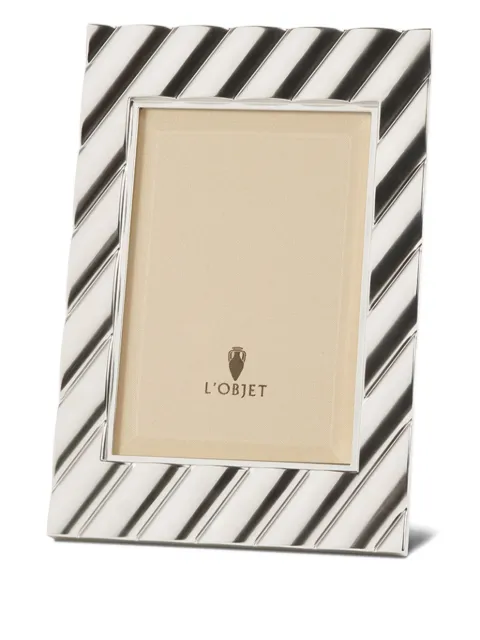 L'Objet Maxime striped photo frame (10cm x 15cm) Silver F7600S