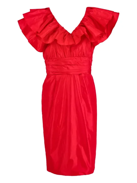 Azzaro Vintage silk ruffled dress Red WCV241010156