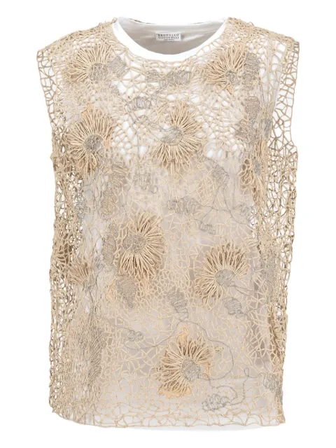 Brunello Cucinelli Vintage pre-owned floral-embroidered T-shirt Neutrals WCV241010341