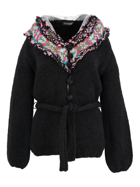 Voyage Et Cie Pre-owned belted hooded cardigan Black WCV0412249