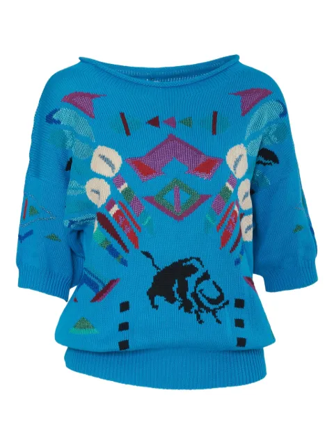 Krizia Pre-Owned intarsia-knit sweater Blue CVM2190109F