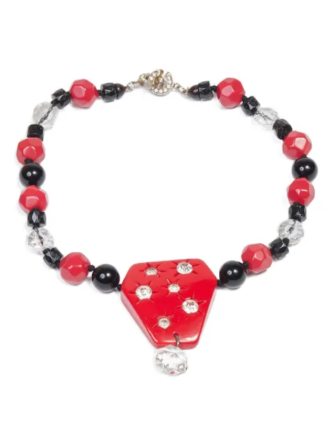 Vintage 1980s bead-embellished necklace Red W22033118