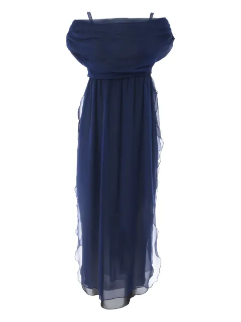 Krizia Pre-Owned silk organza long dress Blue WCV050624