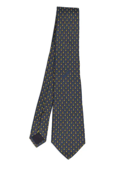 Vintage Anchor-motif silk tie Blue WCV24101049