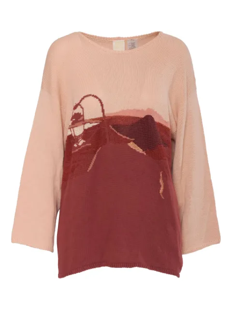 Krizia Pre-Owned patterned intarsia-knit top Pink CVM219083A