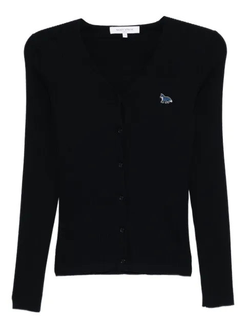 Maison Kitsuné baby fox-patch ribbed cardigan Blue OW00504KT1121