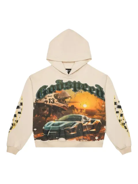 GODSPEED Sunset Drift graphic-print hoodie Neutrals M84ABB3Q