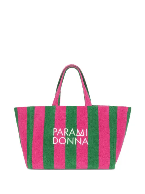 PARAMIDONNA large striped tote bag Pink SS25TWBAGLR