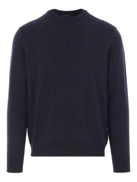 Giorgio Armani chevron-pattern wool sweater Blue GM001957AF19069FB016
