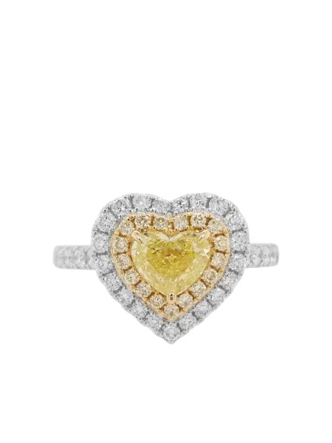 HYT Jewelry 18K white gold heart diamond ring Yellow R1161HR