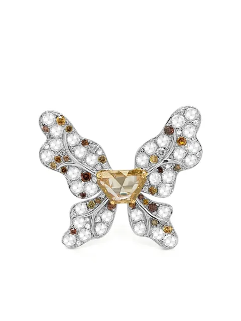 HYT Jewelry 18K white gold butterfly diamond ring Silver R1194HR