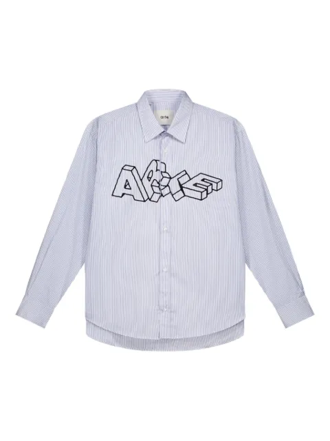 Arte Antwerp striped logo-print shirt Blue AW25039S1904