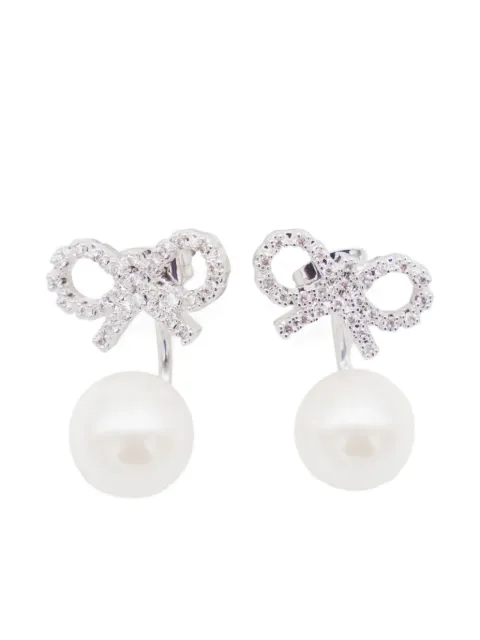 Self-Portrait Crystal Bow drop earrings Silver PF25624ESL