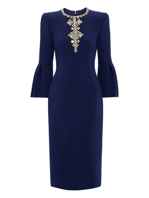 Jenny Packham Margoni bell-sleeve embellished midi dress Blue JPEX329