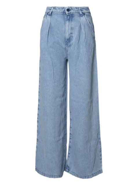 SOLOTRE pleated wide-leg jeans Blue M1D0199ADENIM