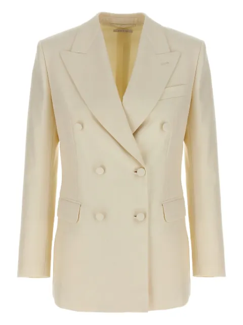 Brioni Flavia double-breasted peak-lapel blazer Neutrals RGW40PPCA149200