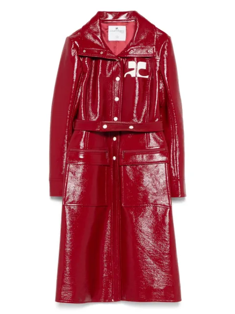 Courrèges faux-leather logo trench coat Red PERCMA078VY0014