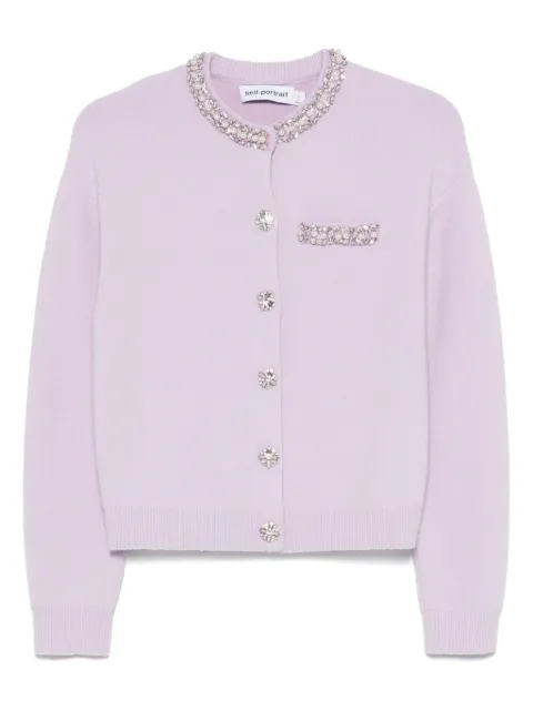 Self-Portrait crystal-embellished cardigan Purple PF25085CL
