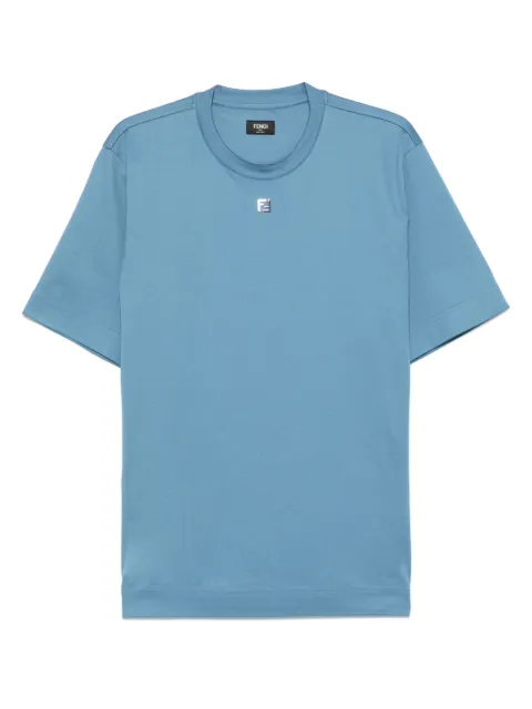 FENDI FF logo-plaque cotton t-shirt Blue FY0936ARYY