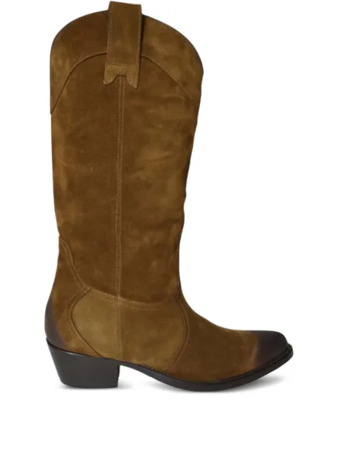 Paola D'Arcano suede leather cowboy boots Brown 4618ARIZONA