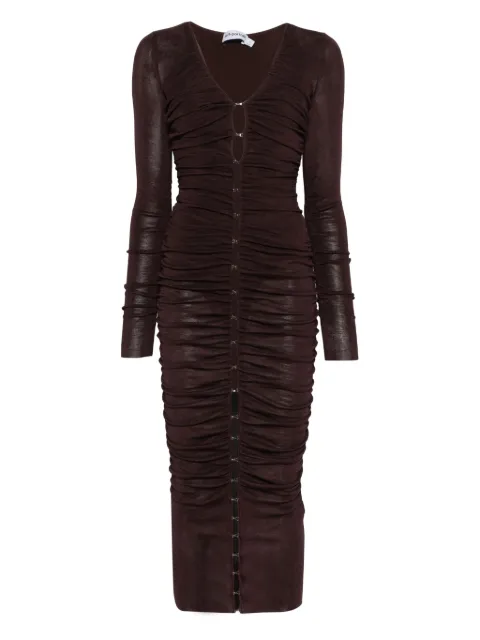 Self-Portrait fine-knit dress Brown PF25098MBR