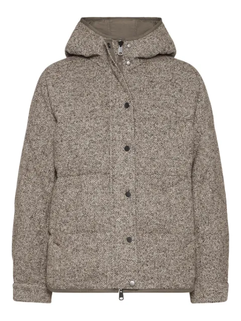 Brunello Cucinelli chevron flecked down jacket Brown MG5307729C6286