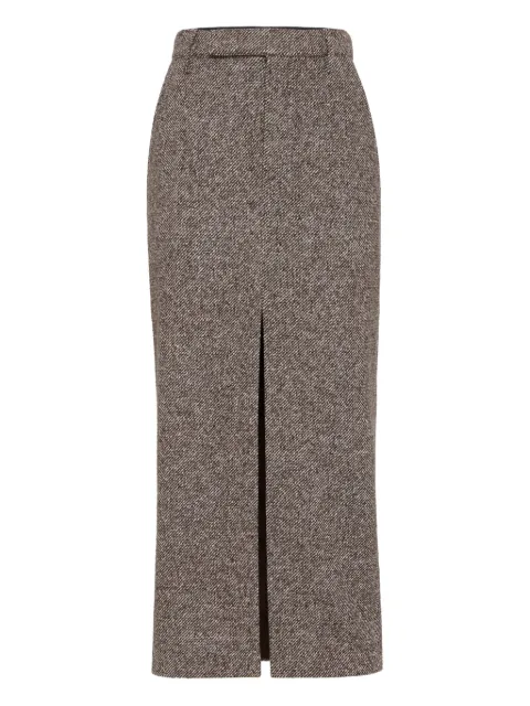 Brunello Cucinelli slit-front pencil maxi skirt Brown MG531G3918C6321