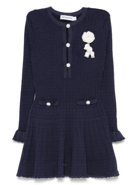 Self-Portrait crochet-knit dress Blue PF25094SBL