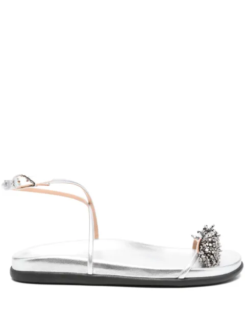Ancient Greek Sandals bead-embellished ankle-strap sandals Silver EMMAFOOTBED