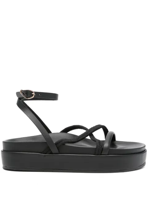 Ancient Greek Sandals 30mm crossover platform sandals Black ATHERAS