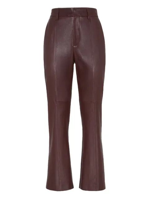 Brunello Cucinelli leather flared trousers Brown M0V32P9048C4193