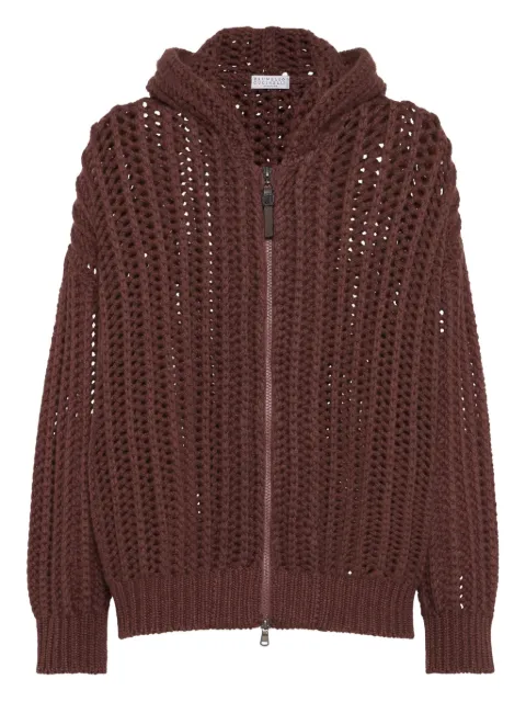 Brunello Cucinelli open-knit cardigan Brown M52363816C2913