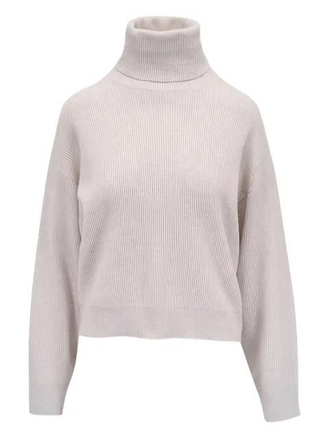 Brunello Cucinelli turtleneck ribbed sweater Neutrals M16129313C9610