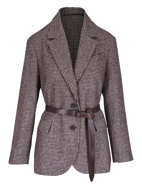 Brunello Cucinelli houndstooth belted blazer Brown MV4047398C007