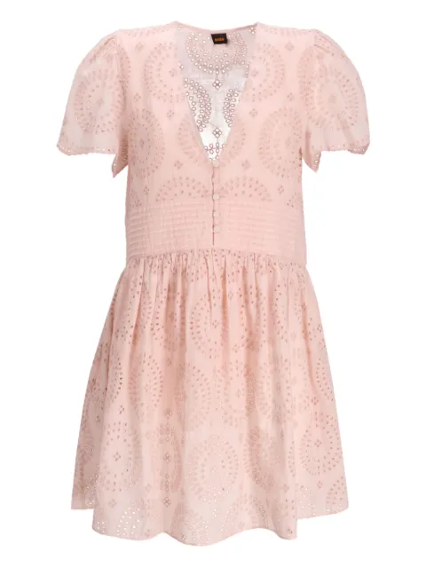 BOSS embroidered short-sleeve dress Pink 50538362