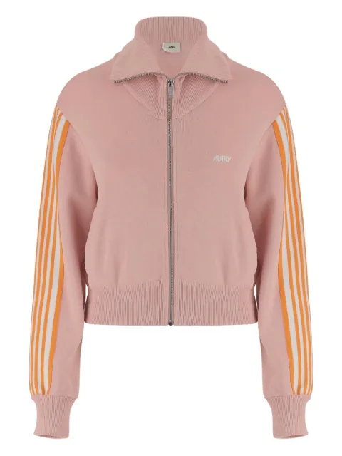 Autry logo-embroidered striped sweatshirt Pink JAPWB7KE