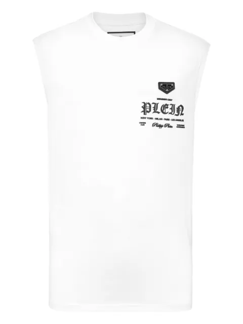 Philipp Plein logo-appliqué top White UAECMTK8777PJY002N