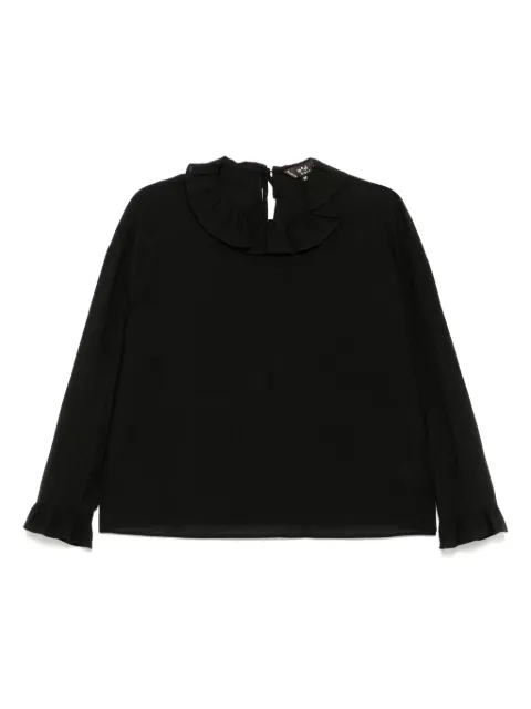 To b. by agnès b. clown-like ruffle neckline blouse Black 5925WP24