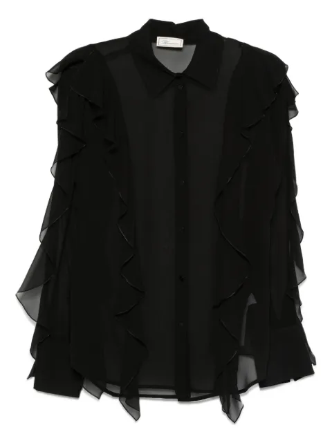 Blumarine ruffled silk shirt Black 2C330A