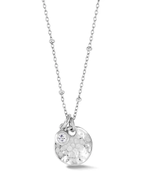 DOWER AND HALL hammered disc sapphire necklace Silver TWP20SWSAPP18