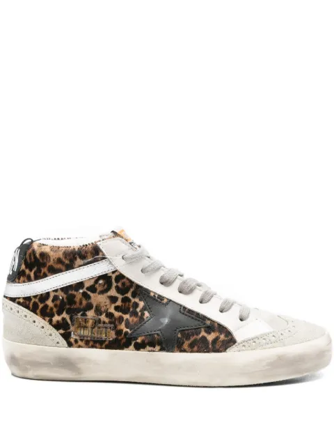 Golden Goose Mid Star leopard-print sneakers Grey GWF0122F03766