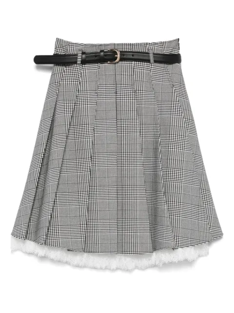 Self-Portrait Prince of Wales-check skirt Black PF25104MSKBW