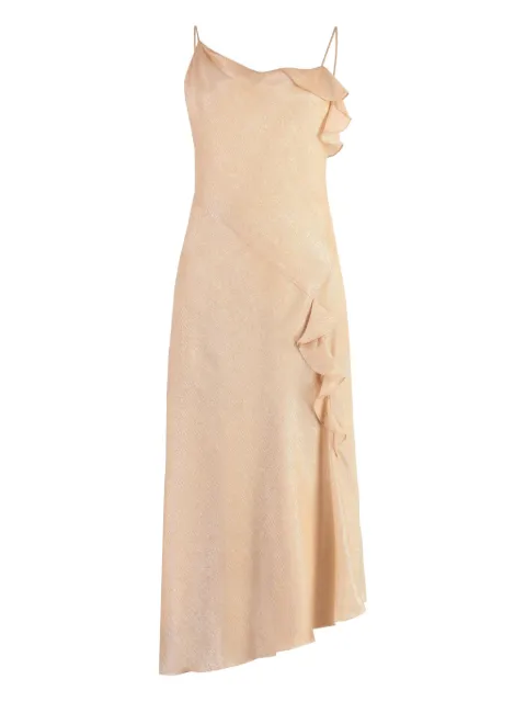 Victoria Beckham ruffle-detail asymmetrical dress Neutrals 1124WDR005220A