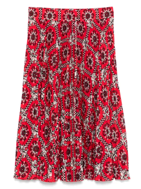 Valentino Garavani Pre-Owned 2000s floral-print pleated skirt Red HOLAVAL182