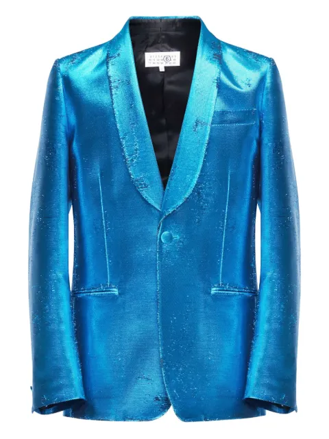 MM6 Maison Margiela metallic shawl-lapel blazer Blue SH2BN0015M35610